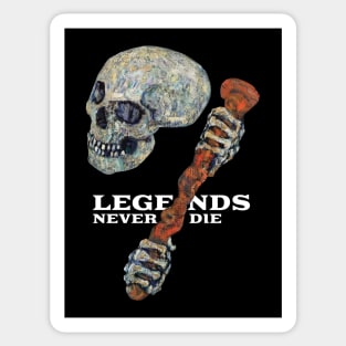 Antique Skull Legends Never Die Sticker